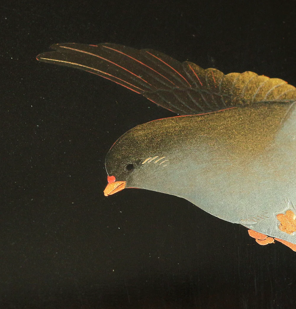 Japanese Suzuribako (Inkstone Box) design of Gold Silver Makie Lacquered 'Pigeon' VA182 - Image 6