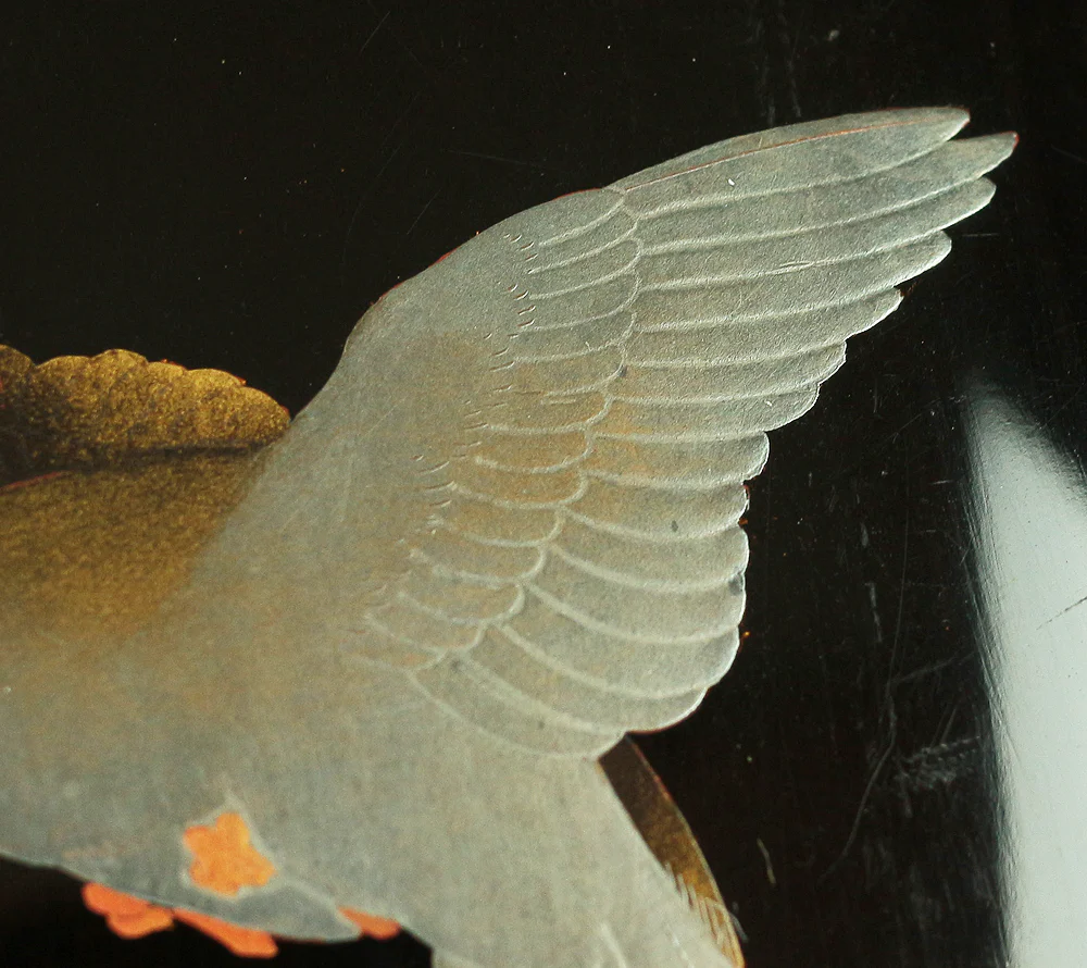 Japanese Suzuribako (Inkstone Box) design of Gold Silver Makie Lacquered 'Pigeon' VA182 - Image 7