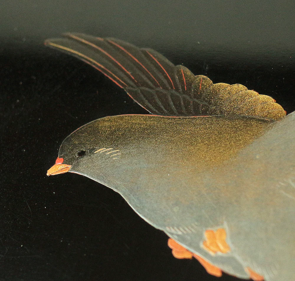Japanese Suzuribako (Inkstone Box) design of Gold Silver Makie Lacquered 'Pigeon' VA182 - Image 8