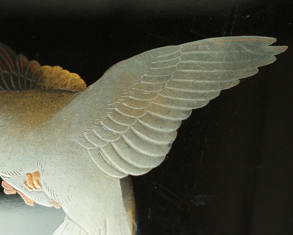Japanese Suzuribako (Inkstone Box) design of Gold Silver Makie Lacquered 'Pigeon' VA182 - Image 9