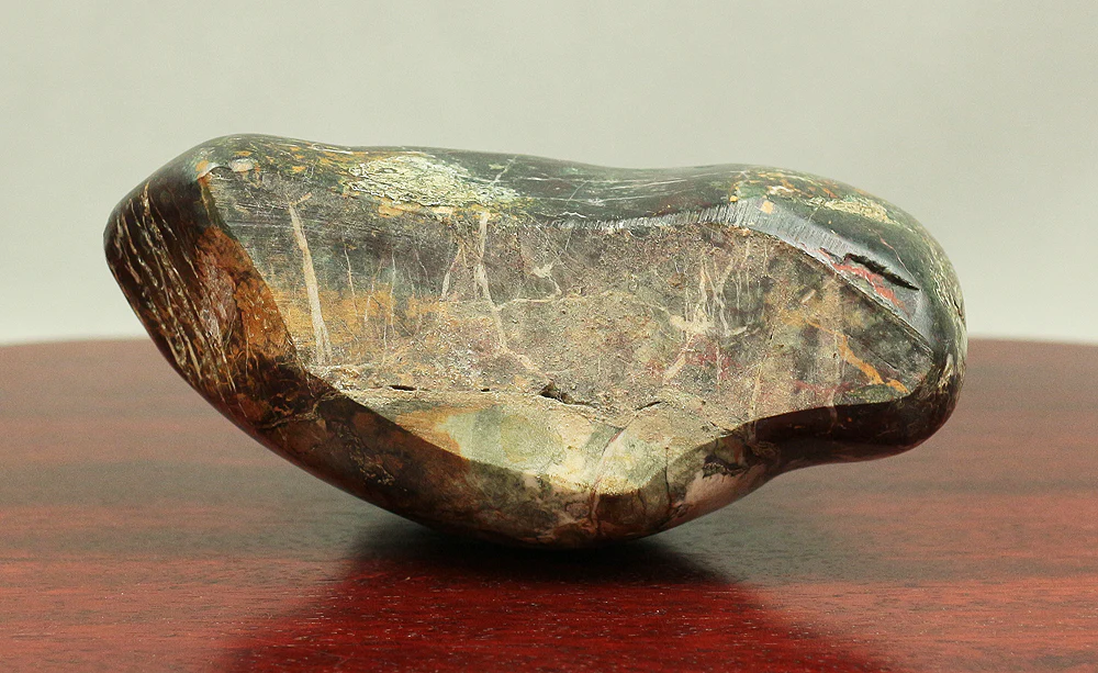 Japanese Viewing Stone Suiseki 根尾 Neo 菊花石 Kikkaseki / White chrysanthemum with stand & titled board V596 - Image 13