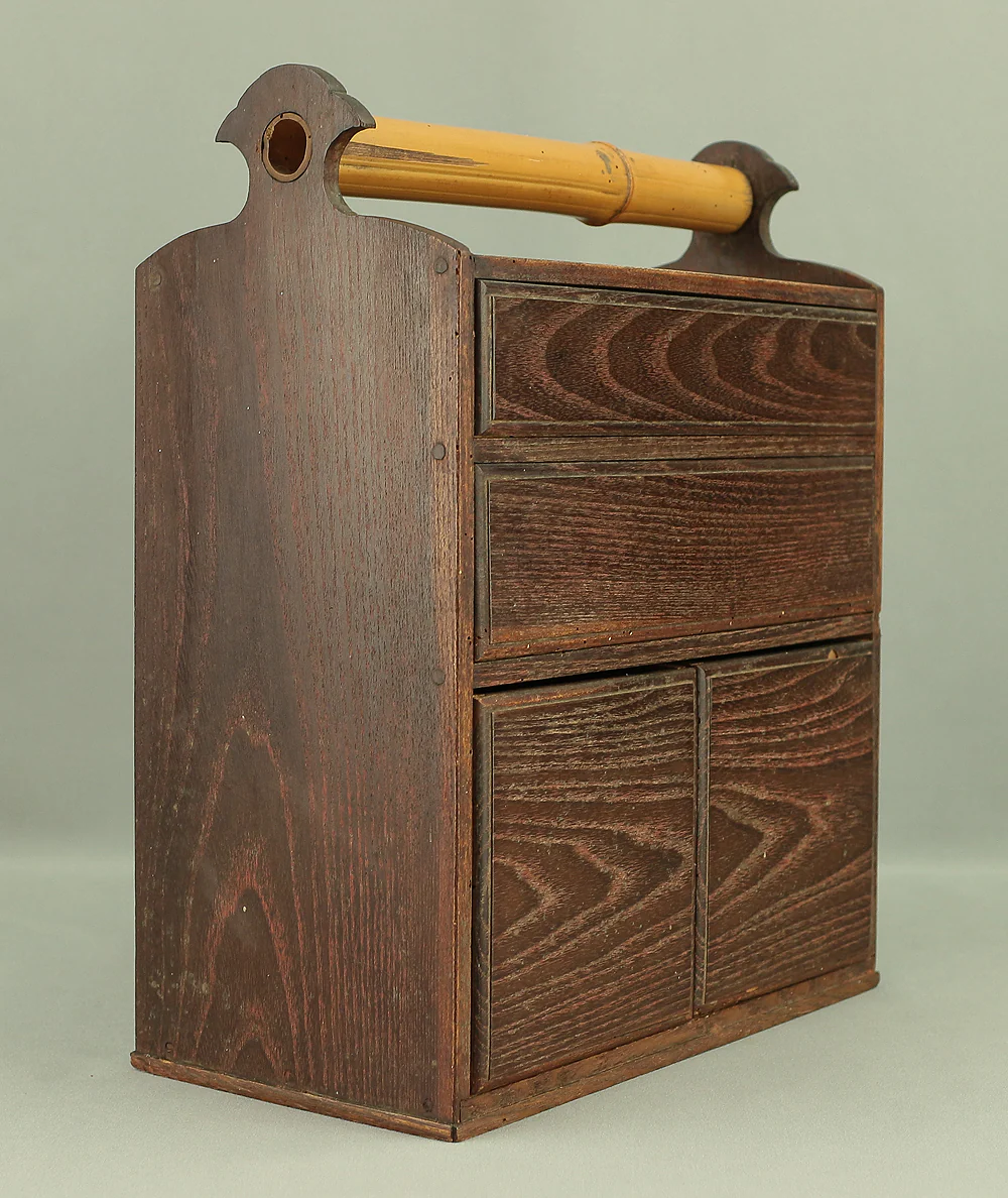 'Kikyoku - Chest of Sencha Tea Utensils' Wooden Small Cabinet Tansu with Bamboo Handle VA412 - Image 3
