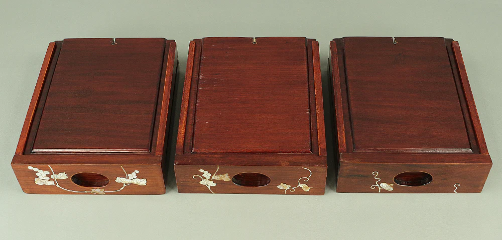 Korean art Cabinet inlaid Raden, mother of pearl Grape design Small Tansu Three Drawers V732 - Image 15