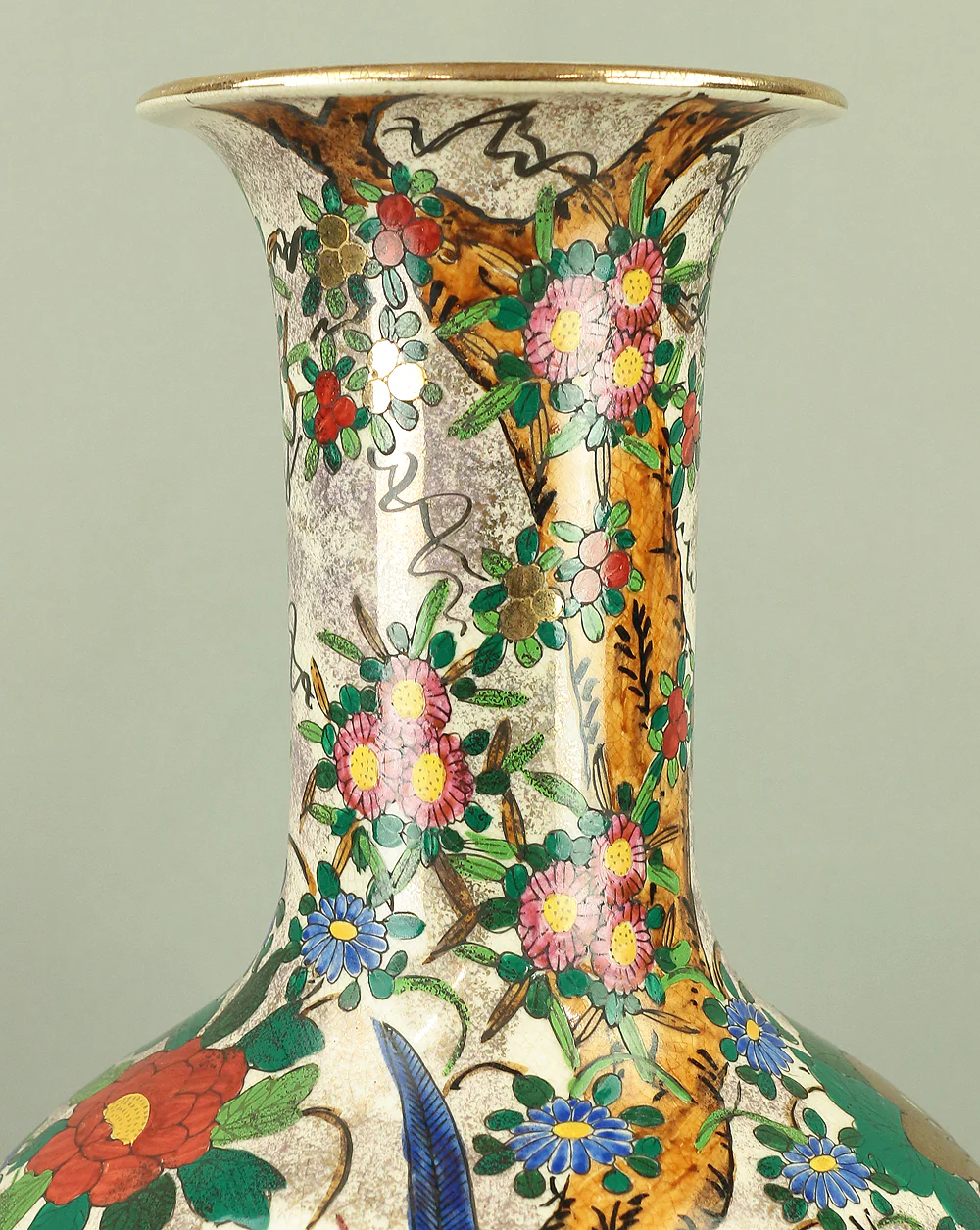 Kutani ware 'Flowers and Birds' Large Flower Vase Decorative Vase 47.4cm VA317 - Image 10