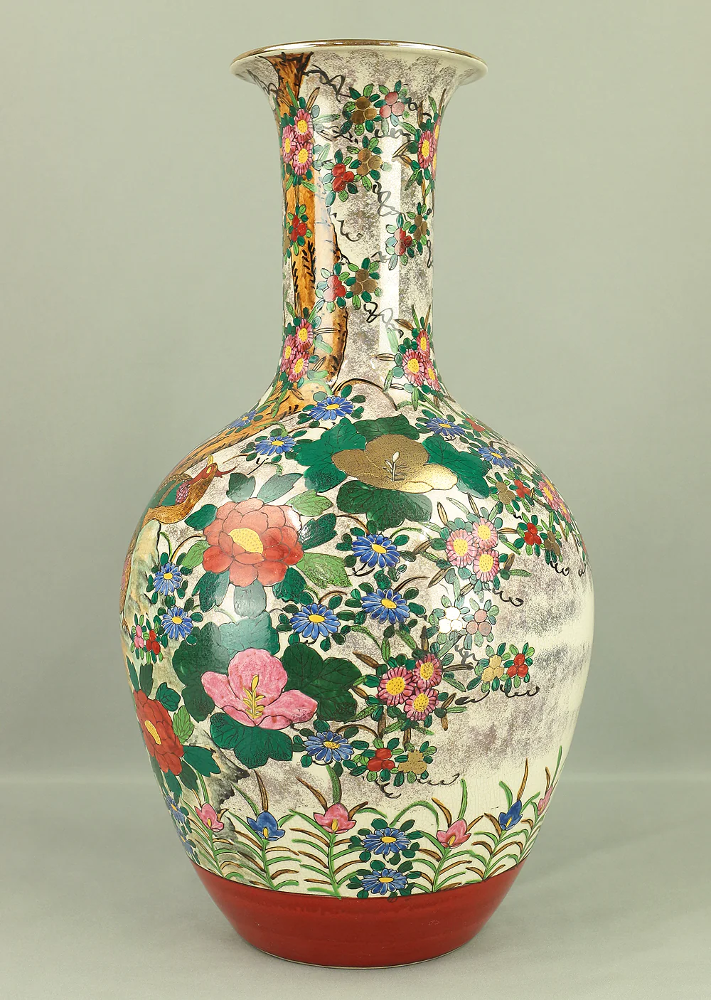 Kutani ware 'Flowers and Birds' Large Flower Vase Decorative Vase 47.4cm VA317 - Image 8