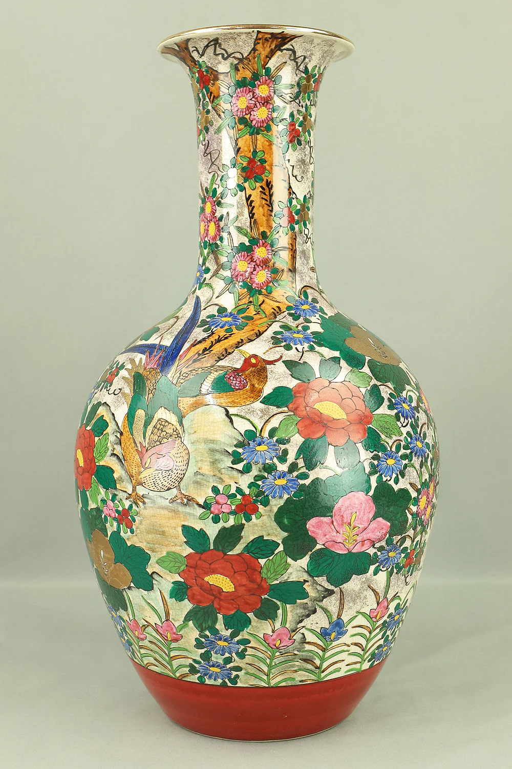 Kutani ware 'Flowers and Birds' Large Flower Vase Decorative Vase 47.4cm VA317 - Image 9