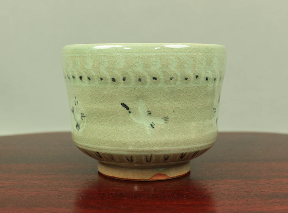 Kyo ware Tea Bowl KYOGEN BAKAMA design SHOUN Kiln Hara Kiyokazu Tea Ceremony Original Box V405 / Traditional Craft Culture Interior Pottery - Image 3