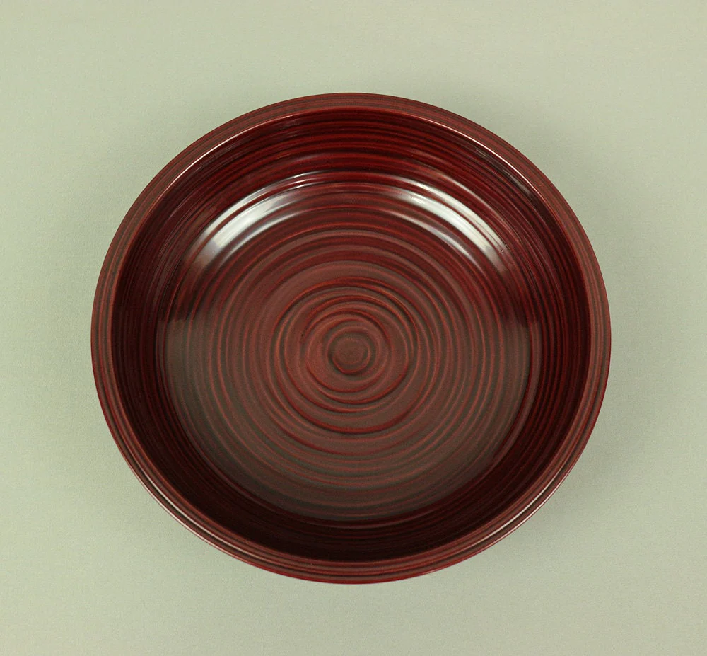 Lacquerware Circle Wooden Tray, Plate, Bowl Japanese Kyoto Craft ASOBE V426 / Japan Post-1940 Wood Art Round shape Traditional - Image 3