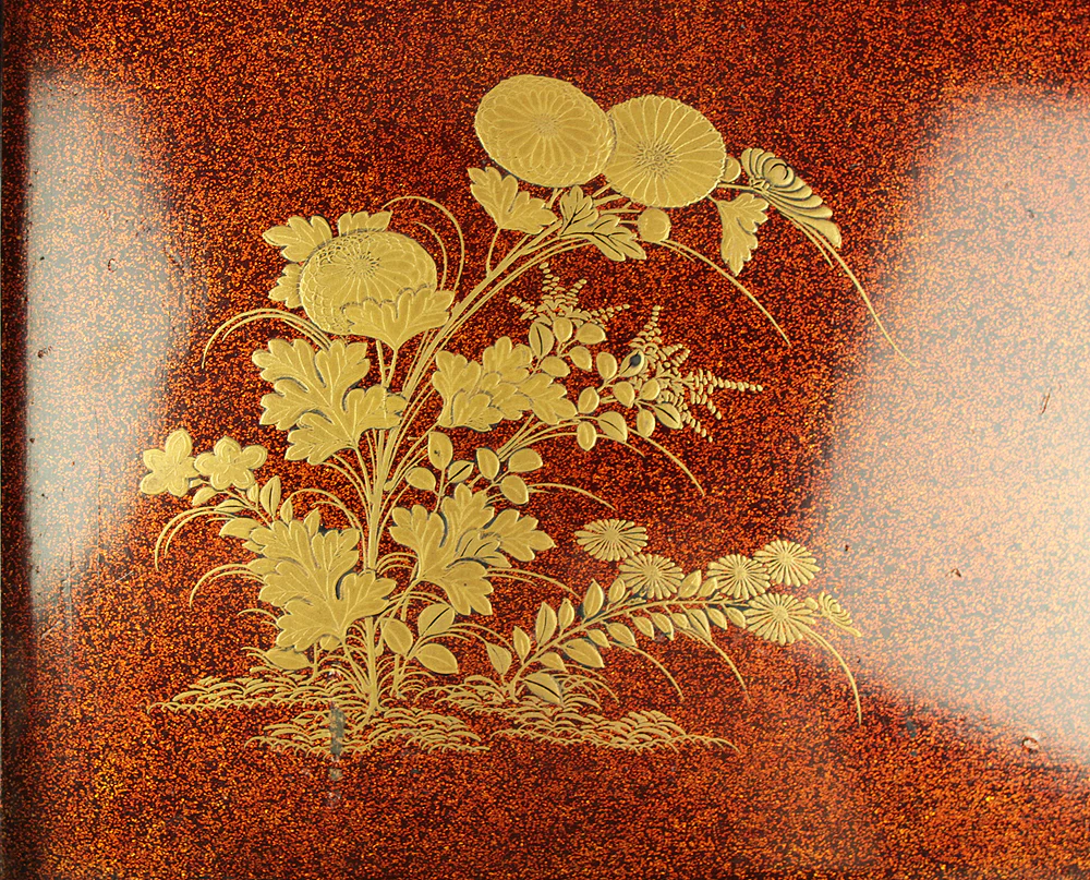 Makie Gold Lacquer Suzuribako (Inkstone Box) Makie Plum Blossoms and Bush Warblers with Box VA851 - Image 36