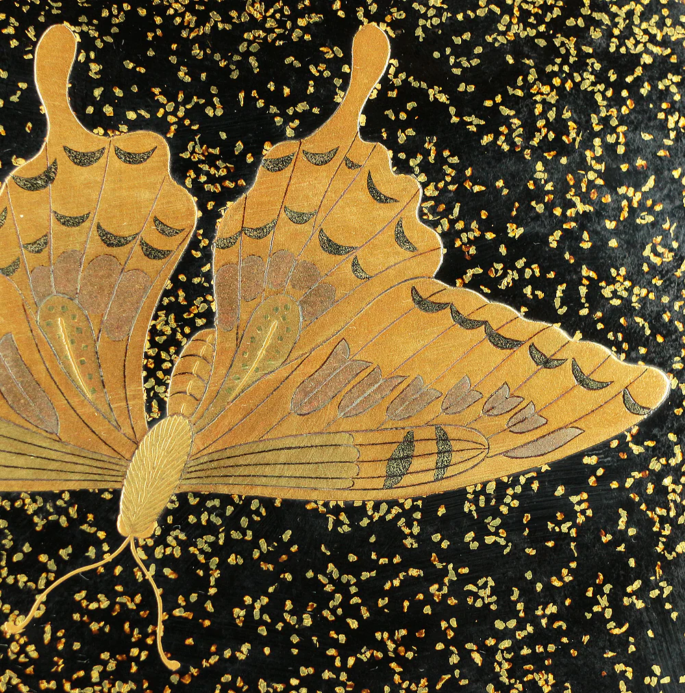 Makie Gold Silver Lacquer Japanese Suzuribako (Inkstone Box) design of Gold Silver Lacquered Makie Hydrangea and Butterfly VA236 - Image 35