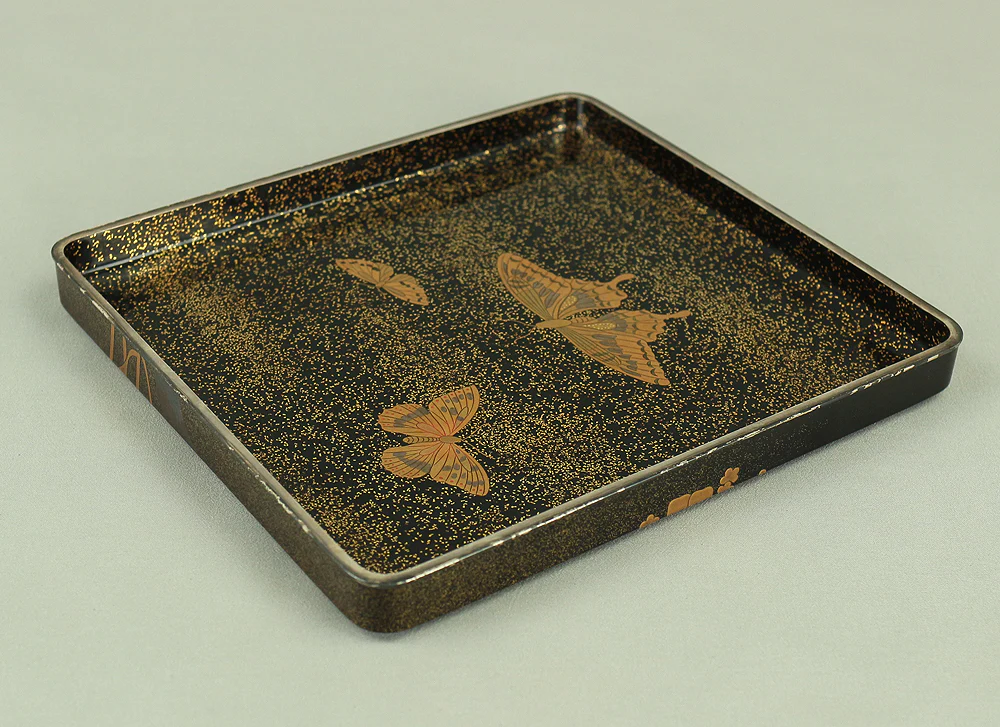 Makie Gold Silver Lacquer Japanese Suzuribako (Inkstone Box) design of Gold Silver Lacquered Makie Hydrangea and Butterfly VA236 - Image 50