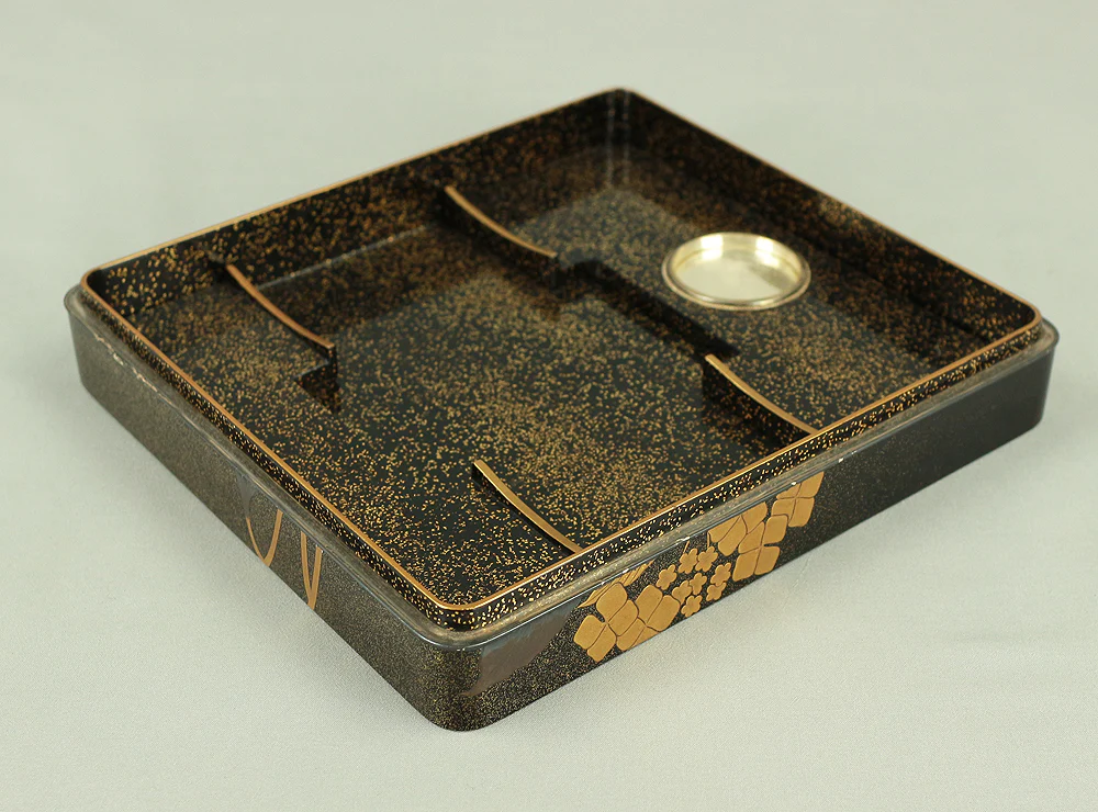 Makie Gold Silver Lacquer Japanese Suzuribako (Inkstone Box) design of Gold Silver Lacquered Makie Hydrangea and Butterfly VA236 - Image 54