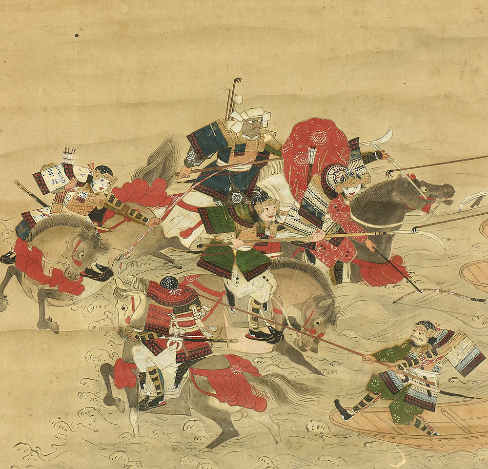 Minamoto no Yoshitsune Battle Diagram - Yoshitsune and Benkei / Japanese art kakejiku kakemono wall hanging scroll / RC693 - Image 5