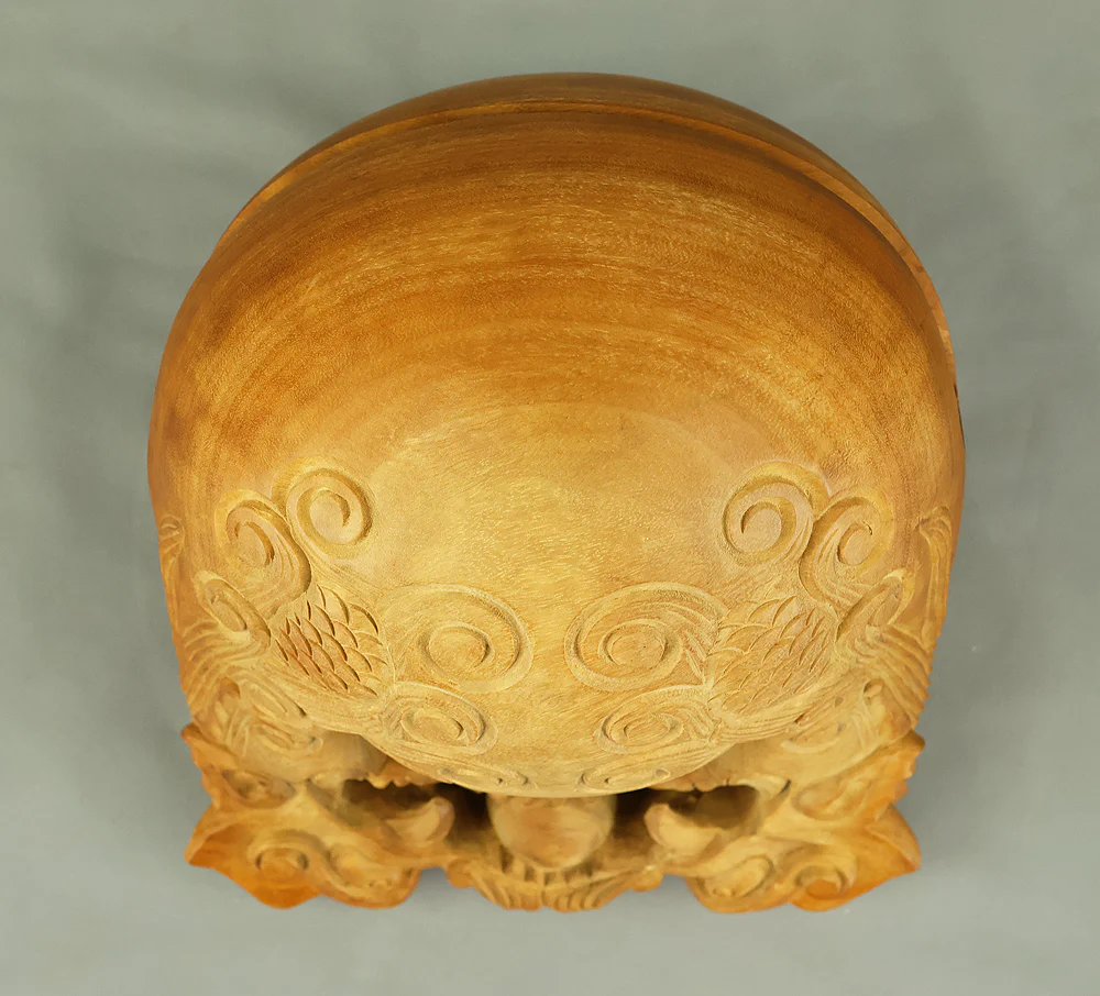 Mokugyo (Wooden Fish) Fish-shaped Wooden Temple Drum Gong with Stick, Cushion, and Stand VB142 - Image 25