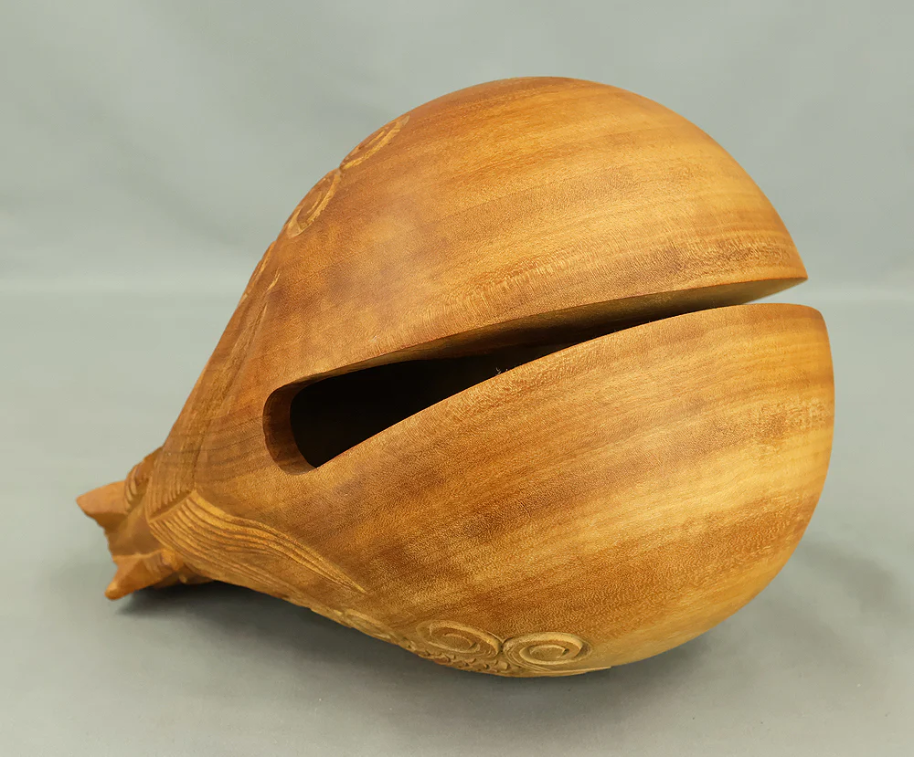 Mokugyo (Wooden Fish) Fish-shaped Wooden Temple Drum Gong with Stick, Cushion, and Stand VB142 - Image 9