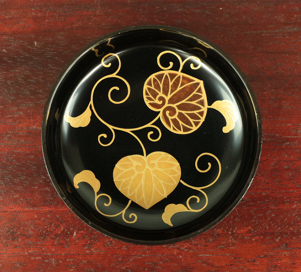 NATSUME Rikyu Style Tea Caddy Dry Lacquer with MAKIE Gold Lacquer AOI Hollyhock V450 / Japanese Tea Ceremony utensil with original Box - Image 10