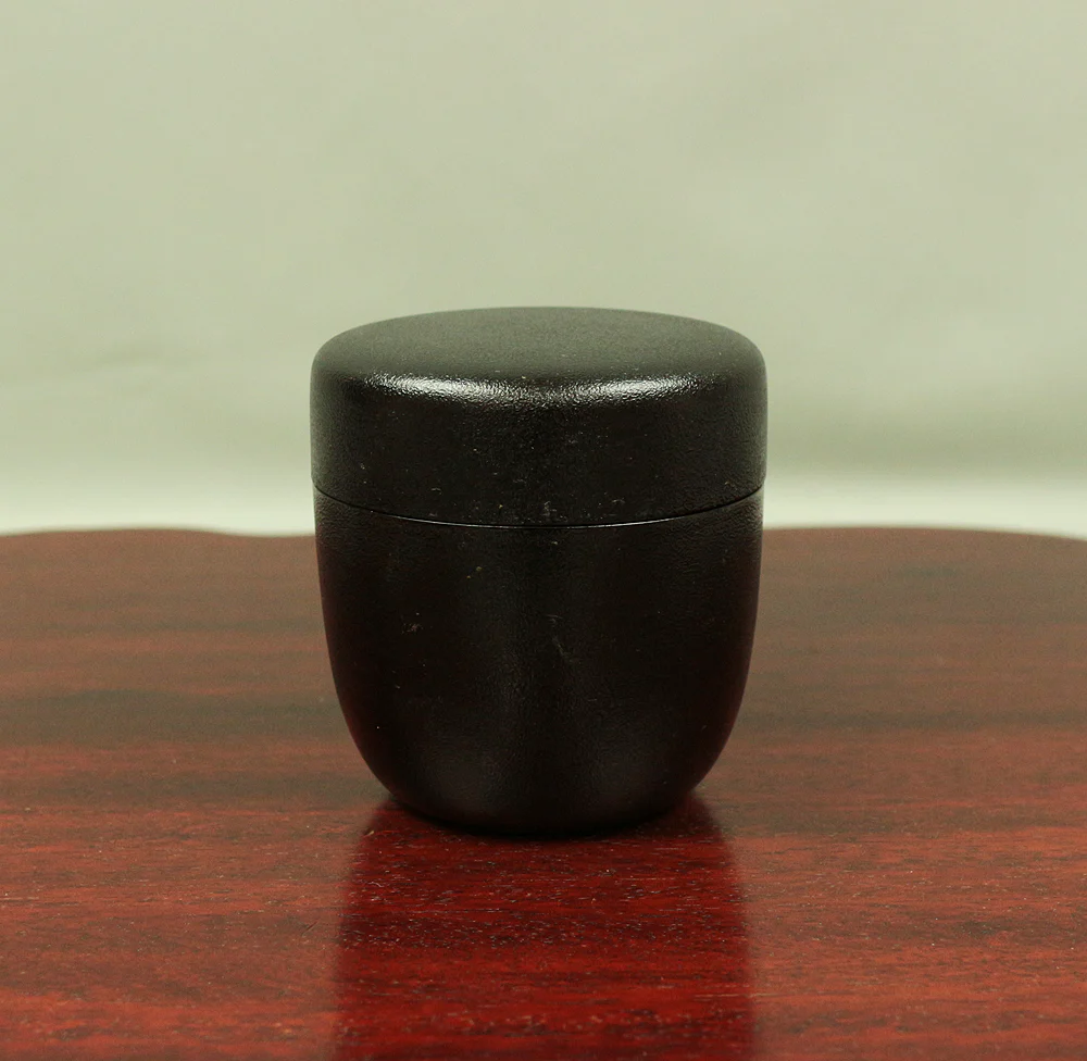 NATSUME Rikyu Style Tea Caddy Dry Lacquer with MAKIE Gold Lacquer AOI Hollyhock V450 / Japanese Tea Ceremony utensil with original Box - Image 2
