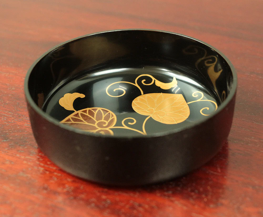 NATSUME Rikyu Style Tea Caddy Dry Lacquer with MAKIE Gold Lacquer AOI Hollyhock V450 / Japanese Tea Ceremony utensil with original Box - Image 9