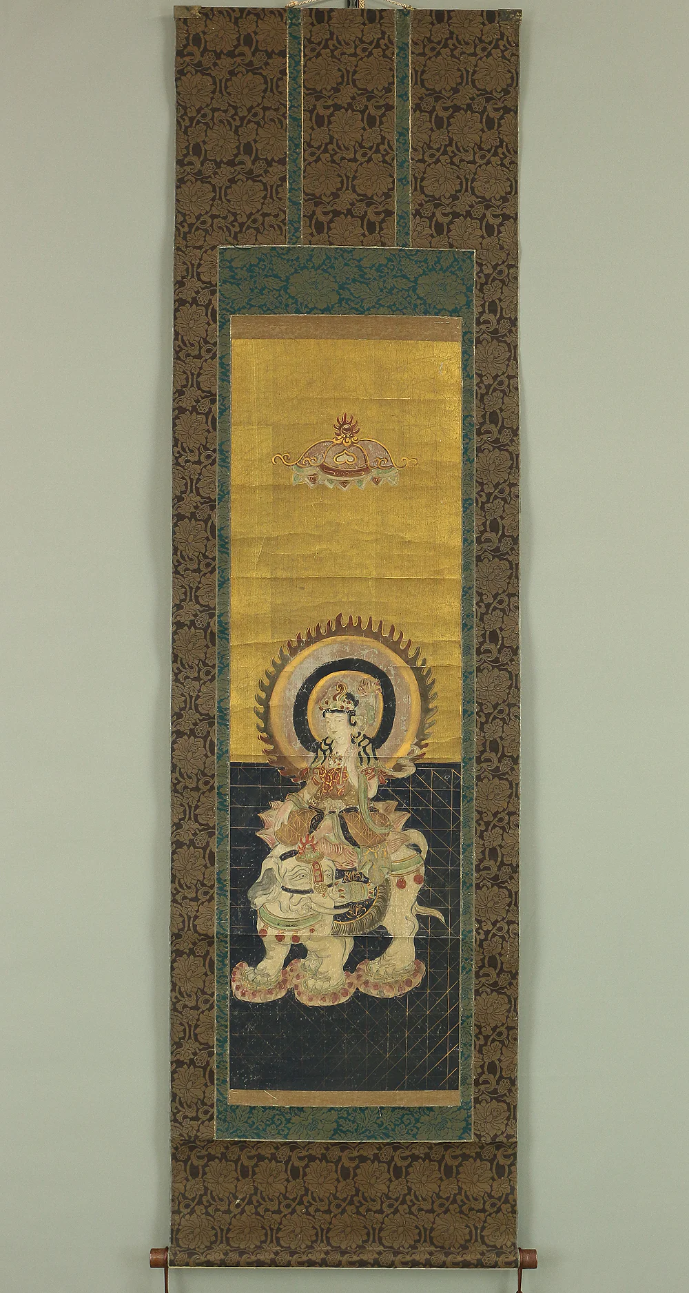 'order item' Old Buddhist painting - Fugen Bosatsu (Samantabhadra) & White Elephant / Japanese antique art kakejiku kakemono wall hanging scroll A250 - Image 2