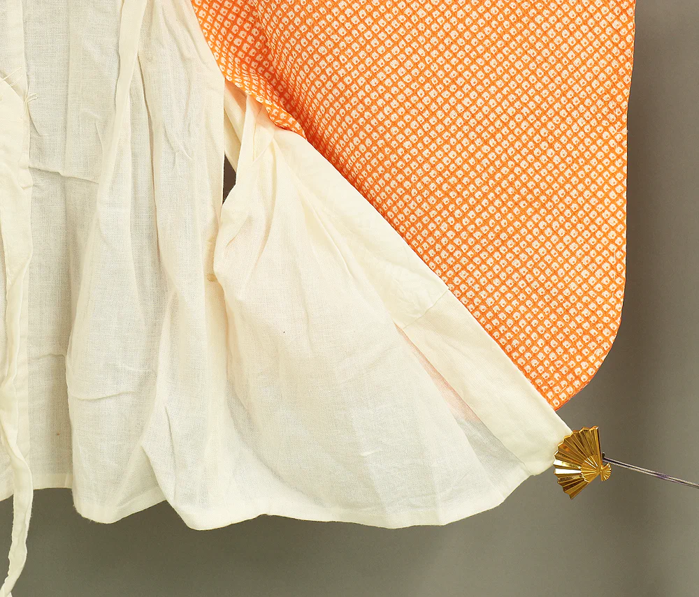 Omiyamairi Shrine visit Kimono Japanese Children Kimono with orange color Pattern Butterfly and Pine and Juban Long Undergarment 2pcs KI189 - Image 23