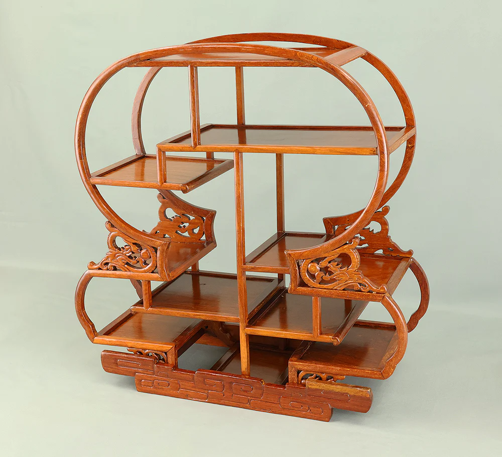 Openwork Curio Display Shelf Chigai-dana Style Bonsai and Art Stand VB105 - Image 2