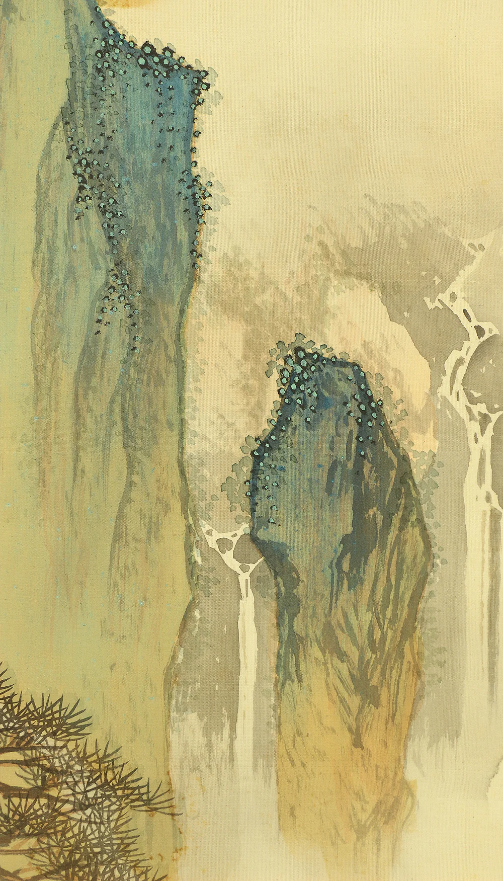 水田竹圃 Mizuta Chikuho (1883-1958) Japanese Hanging Scroll / Sansui Landscapes Mountains Waterfalls River Pines Crane Boat with Original Box (Tomobako) RB831 - Image 10
