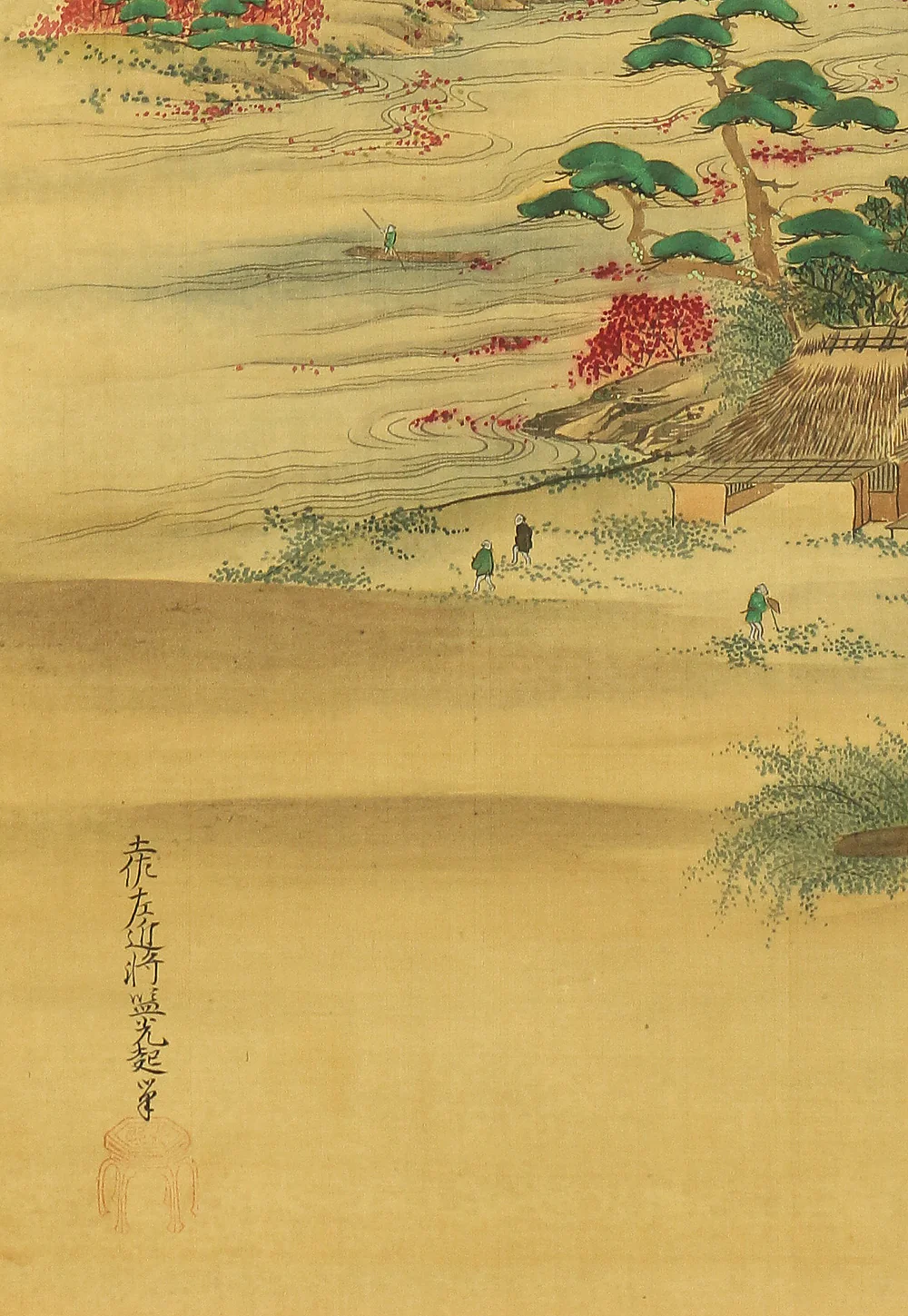 Order item: 土佐光起 Tosa Mitsuoki (1617-1691) Japanese antique art a set of three kakejiku kakemono wall hanging scrolls / Yamato-e Heian Period Spring Autumn Figure Paintings with Box RB891 - Image 48