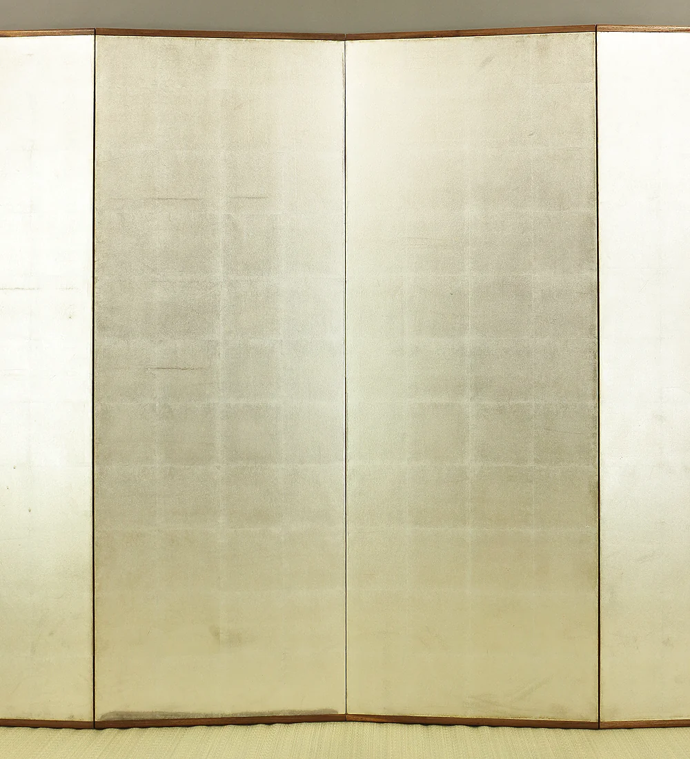 Paired Silver-Leaf Room Divider Byobu 6 panels Folding Screens / Stately and Dignified Brilliance VA643 - Image 11
