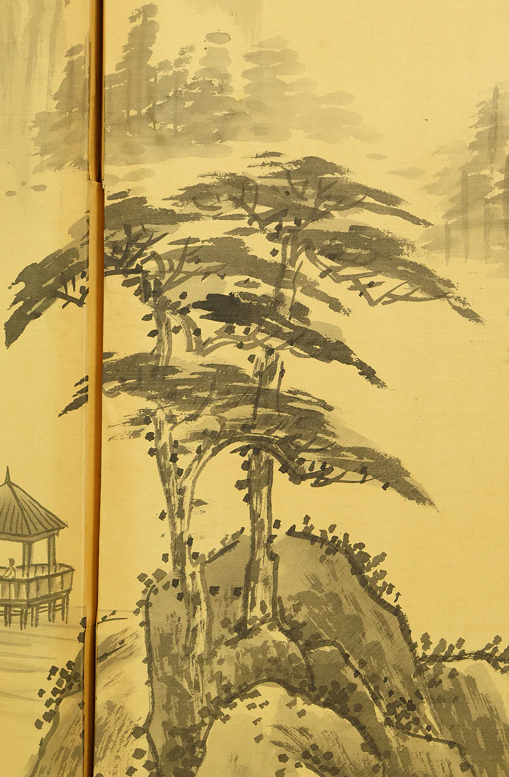 Pine Tree Waterfall Castle Arbor Wise Man Landscape Sansui / Chinese Room Divider Byobu 4 panels Folding Screen VA962 - Image 14