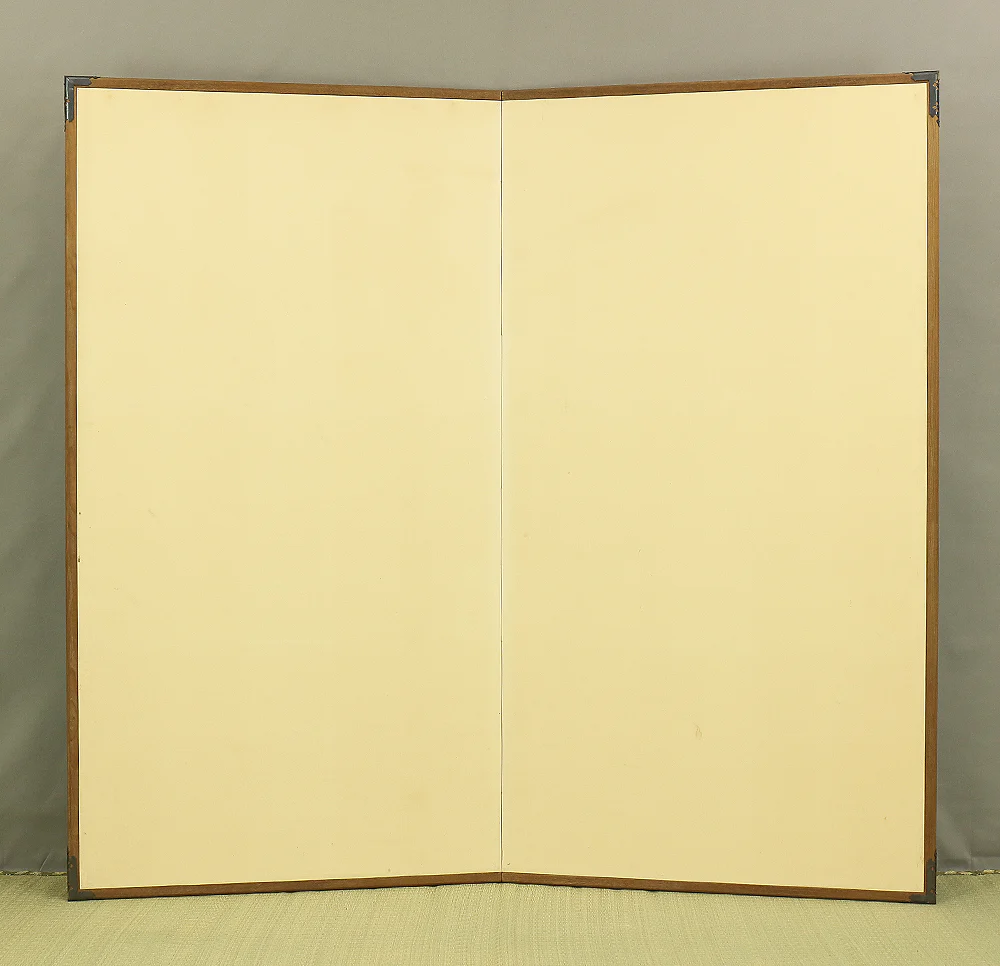 Plain White Paper Byobu Folding Screen Two Panels Room Dividers VA469
