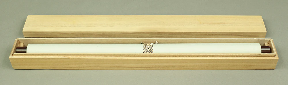 "Please draw your beautiful work" / Japanese Plain empty kakejiku kakemono wall hanging scroll with Box W939 - Image 8