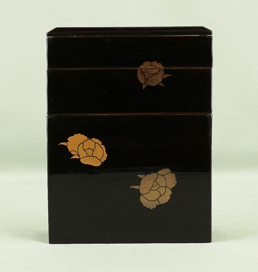 Portable Lunch Box Jubako Gold Makie Lacquered Flowers Pattern with Box VA544 - Image 32