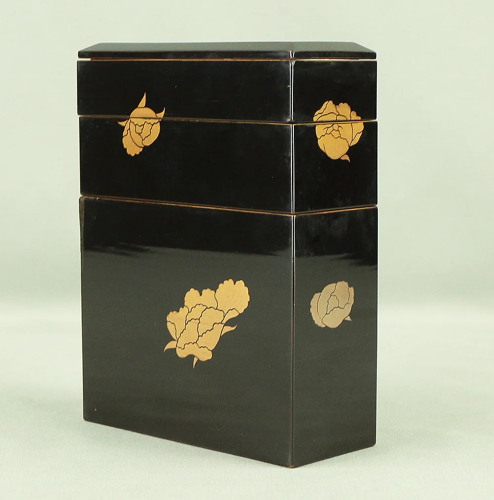 Portable Lunch Box Jubako Gold Makie Lacquered Flowers Pattern with Box VA544 - Image 35