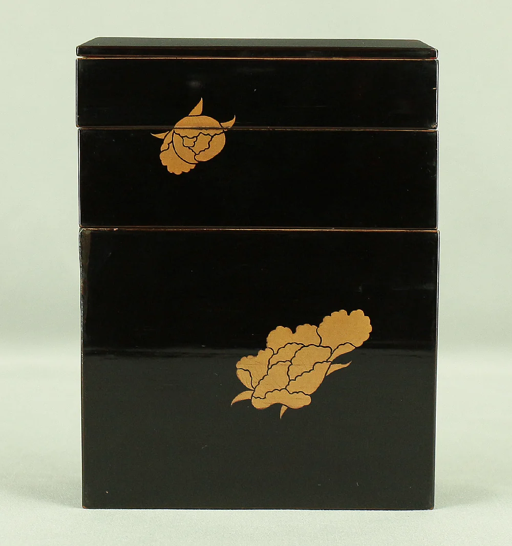 Portable Lunch Box Jubako Gold Makie Lacquered Flowers Pattern with Box VA544 - Image 36