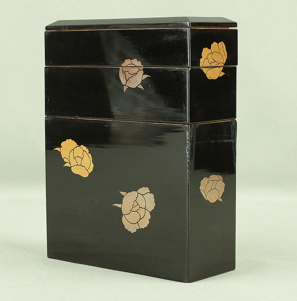 Portable Lunch Box Jubako Gold Makie Lacquered Flowers Pattern with Box VA544 - Image 39