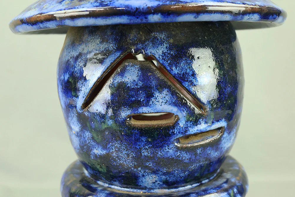 Pottery Blue-collared Japanese Garden Lantern Toro VA965 - Image 15