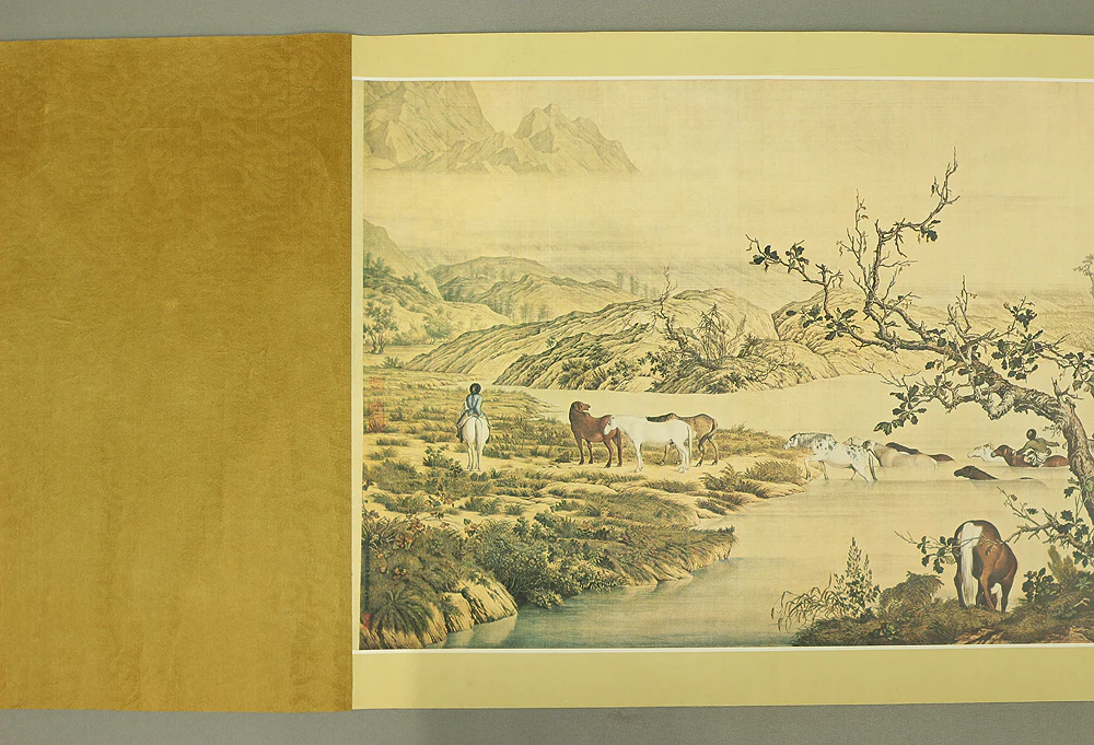 Print - Giuseppe Castiglione 郎世寧 Chinese Scroll Rolled Book / Hundred Horses Paintings 百駿図 with Box VA577 - Image 16