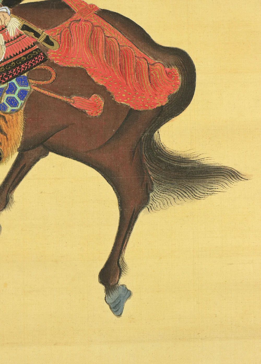 Red Armored Samurai musha Holding a Long Spear and a Severed Head / Japanese art kakejiku kakemono wall hanging scroll A227 - Image 10
