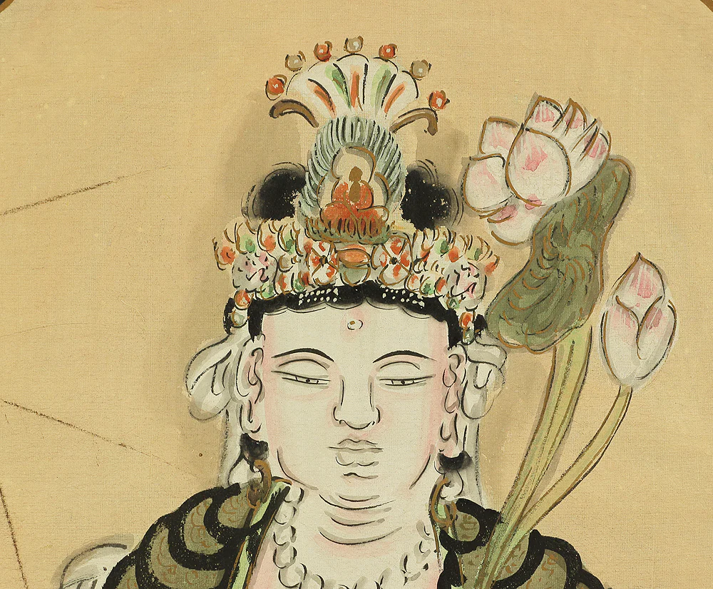 Renjo Shokannon 蓮上聖観音 (Avalokitesvara Bodhisattva Standing on Lotus) / Japanese art kakejiku kakemono wall hanging scroll RB657 - Image 6