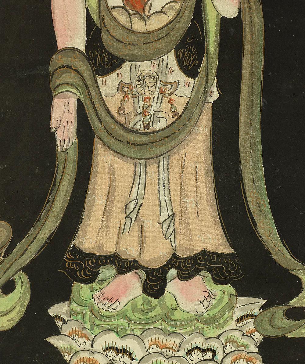 Renjo Shokannon 蓮上聖観音 (Avalokitesvara Bodhisattva Standing on Lotus) / Japanese art kakejiku kakemono wall hanging scroll RB657 - Image 9