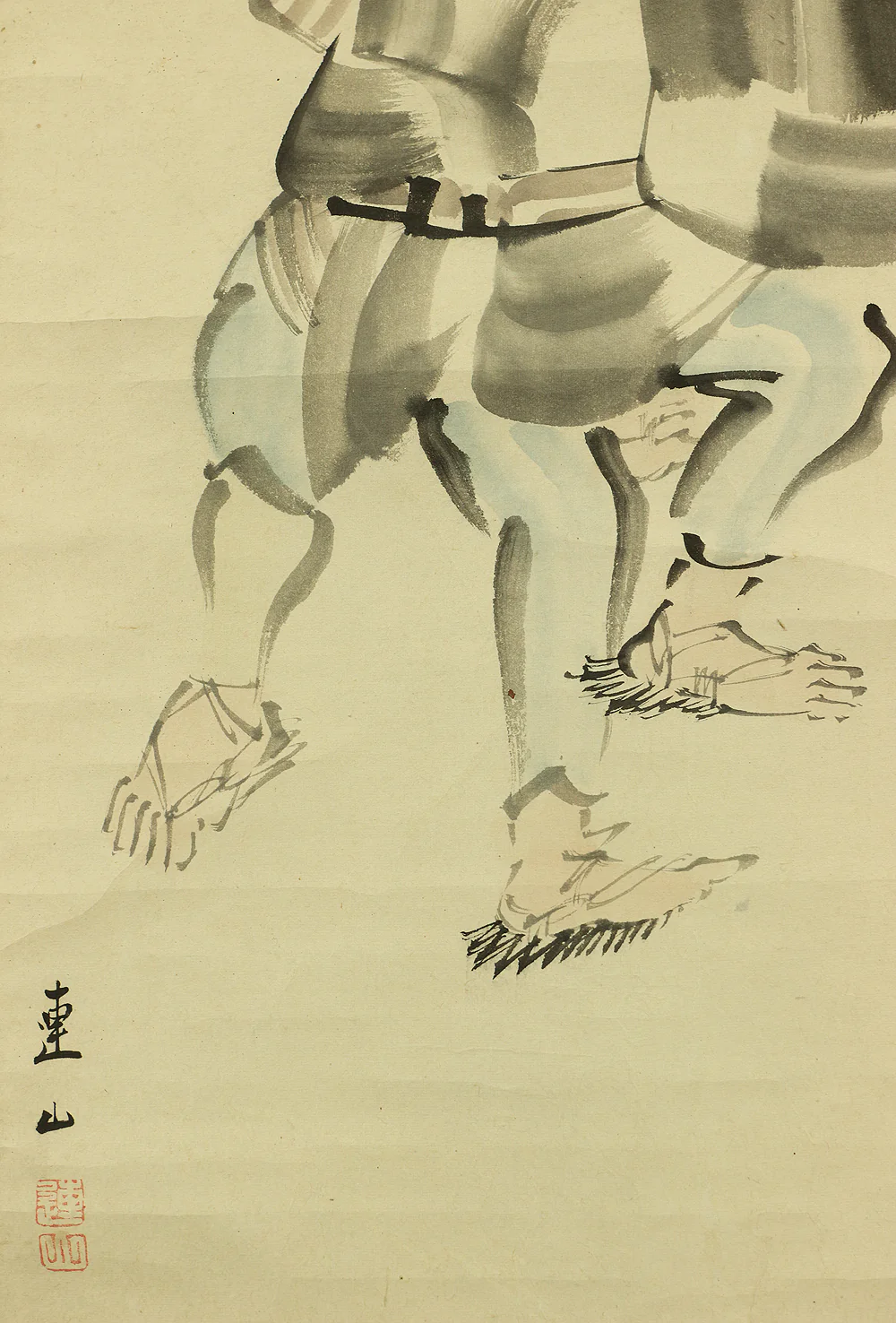 連山 RENZAN Manzai Traditional Dance celebrating a new year Box W152 / Japanese antique art kakejiku kakemono wall hanging scroll painting - Image 8