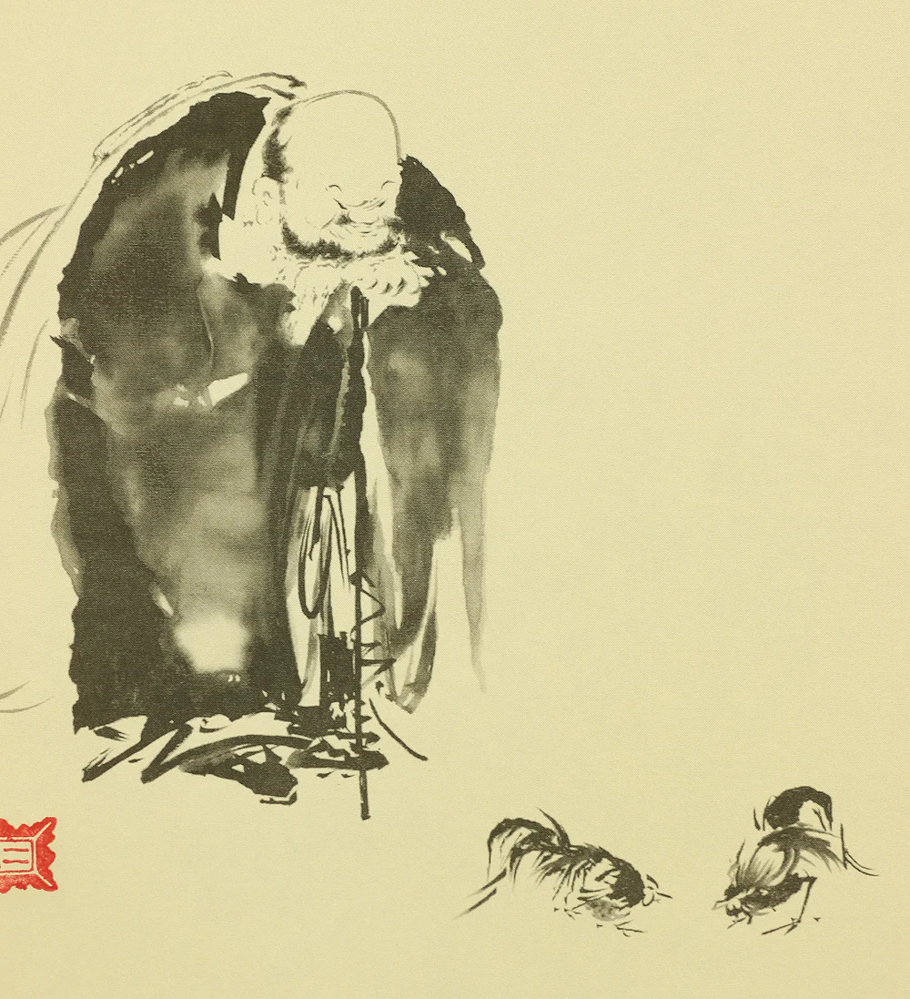 Reproduction Print 宮本武蔵 Miyamoto Musashi Japanese art kakejiku kakemono wall hanging scroll / Masterpiece 3pcs - Pigeon on Red Plum Tree, Hotei Looking at Cock Fighting and Shrike on Bare Tree RA362 - Image 13