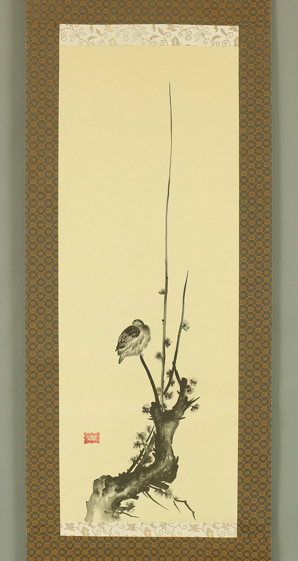 Reproduction Print 宮本武蔵 Miyamoto Musashi Japanese art kakejiku kakemono wall hanging scroll / Masterpiece 3pcs - Pigeon on Red Plum Tree, Hotei Looking at Cock Fighting and Shrike on Bare Tree RA745 - Image 22