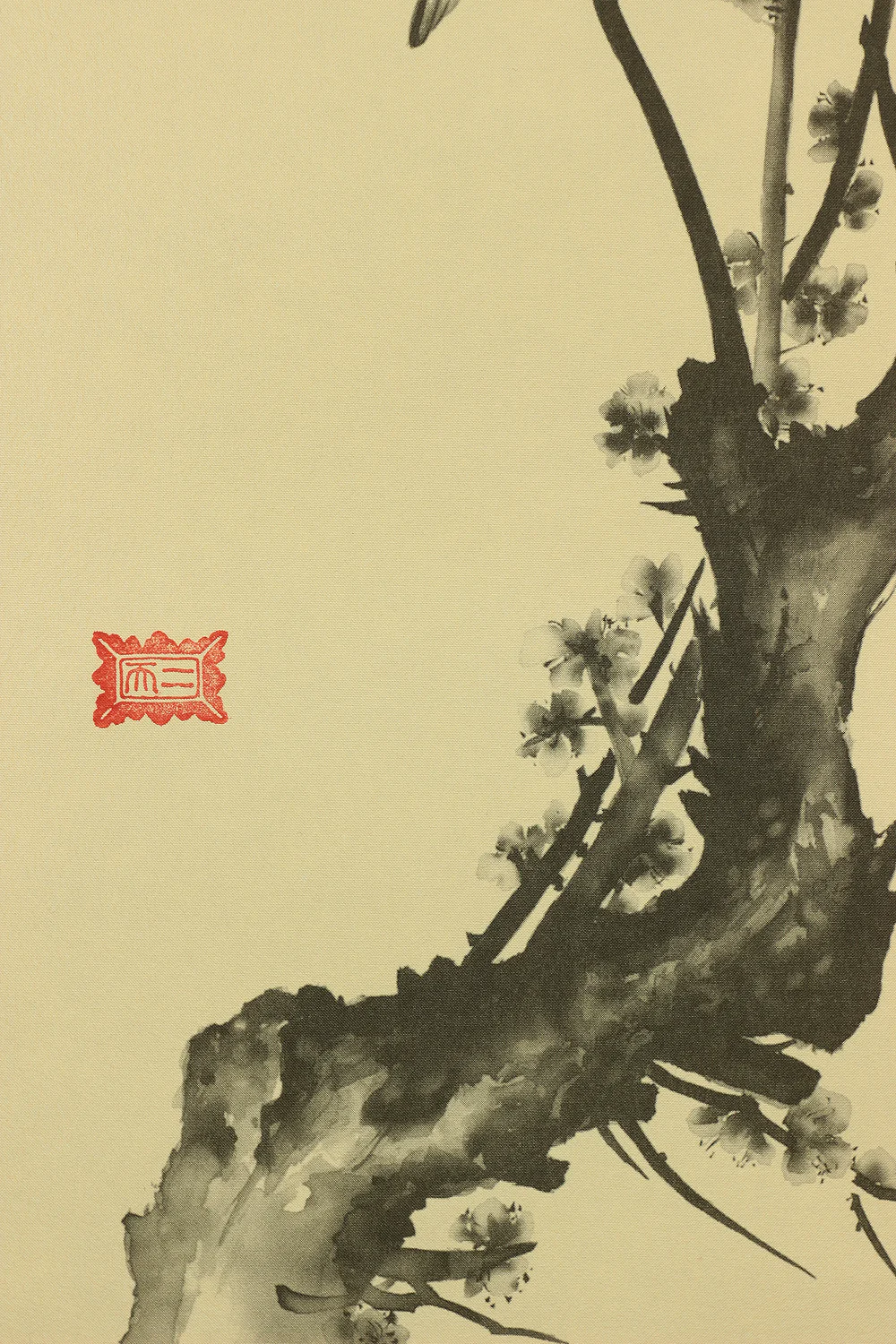 Reproduction Print 宮本武蔵 Miyamoto Musashi Japanese art kakejiku kakemono wall hanging scroll / Masterpiece 3pcs - Pigeon on Red Plum Tree, Hotei Looking at Cock Fighting and Shrike on Bare Tree with Original Box (Tomobako) RB811 - Image 25