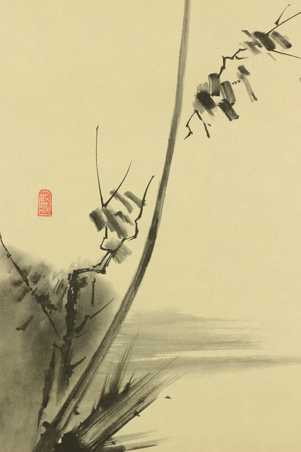 Reproduction Print 宮本武蔵 Miyamoto Musashi Japanese art kakejiku kakemono wall hanging scroll / Masterpiece 3pcs - Pigeon on Red Plum Tree, Hotei Looking at Cock Fighting and Shrike on Bare Tree with Original Box (Tomobako) RB811 - Image 7