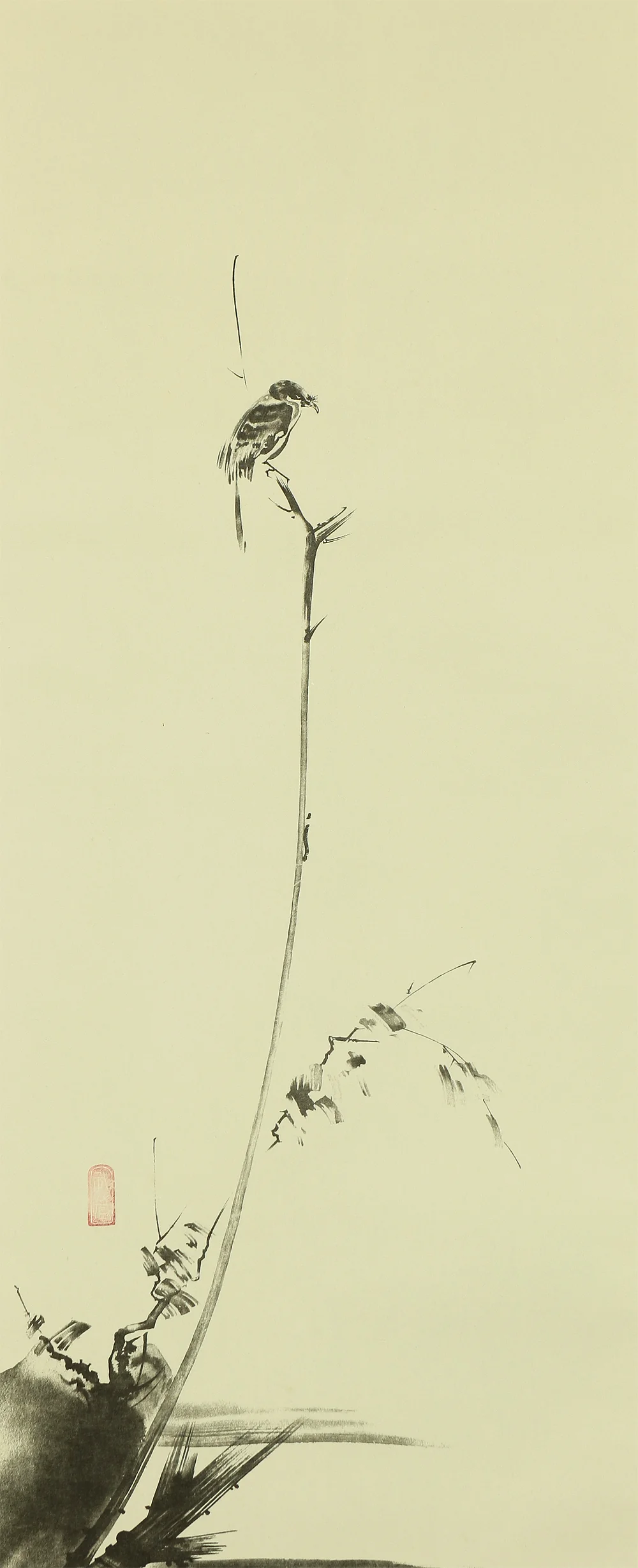 Reproduction Print 宮本武蔵 Miyamoto Musashi Japanese art kakejiku kakemono wall hanging scroll / Shrike on Bare Tree with Box RA631