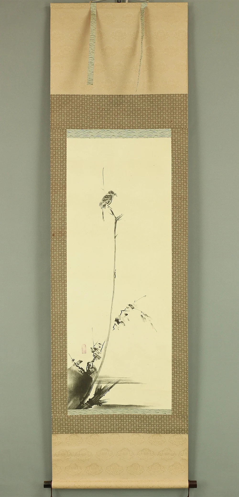 Reproduction Print 宮本武蔵 Miyamoto Musashi Japanese art kakejiku kakemono wall hanging scroll / Shrike on the bare tree with Original Box A301 - Image 2