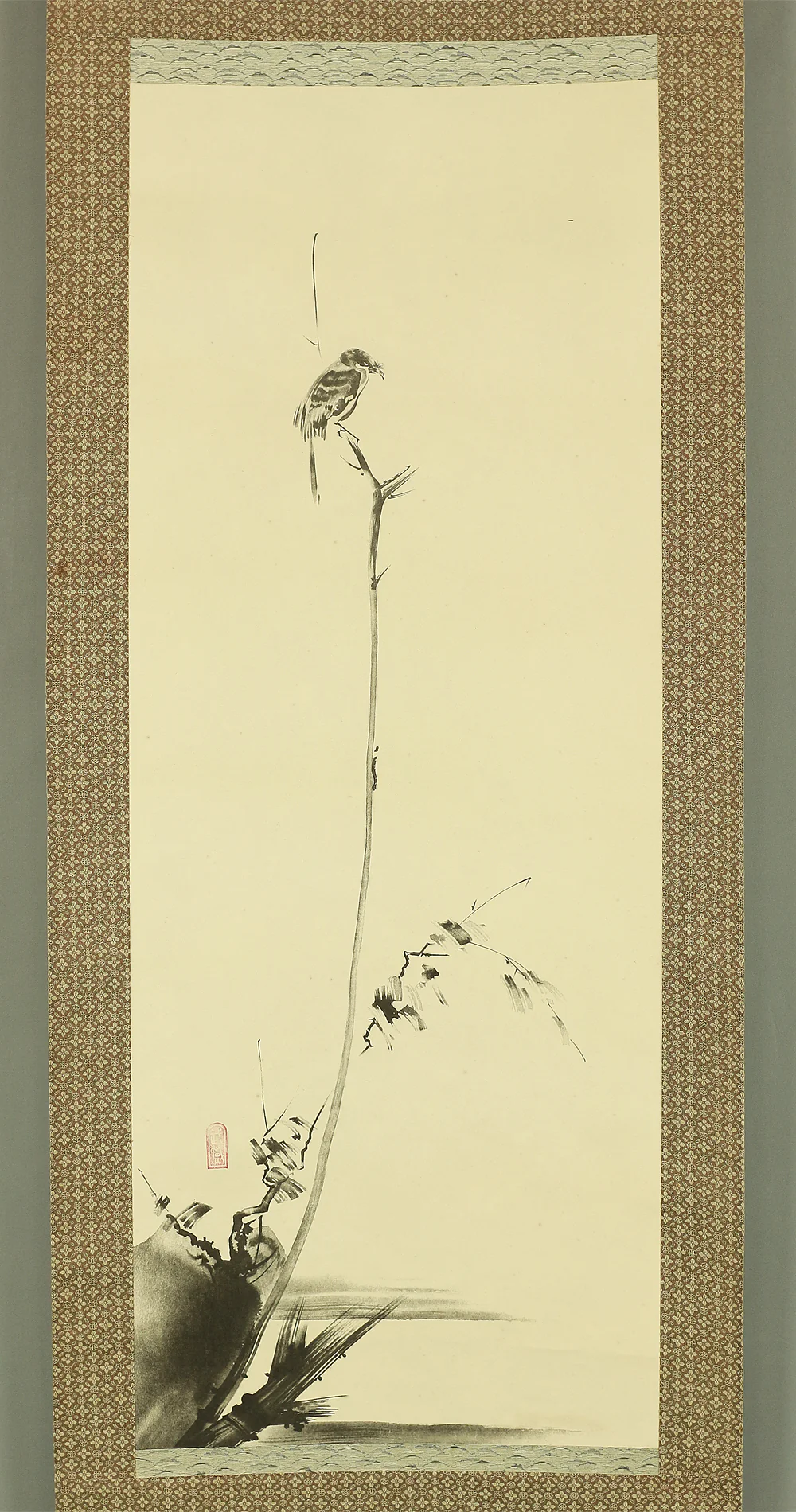 Reproduction Print 宮本武蔵 Miyamoto Musashi Japanese art kakejiku kakemono wall hanging scroll / Shrike on the bare tree with Original Box A301 - Image 3
