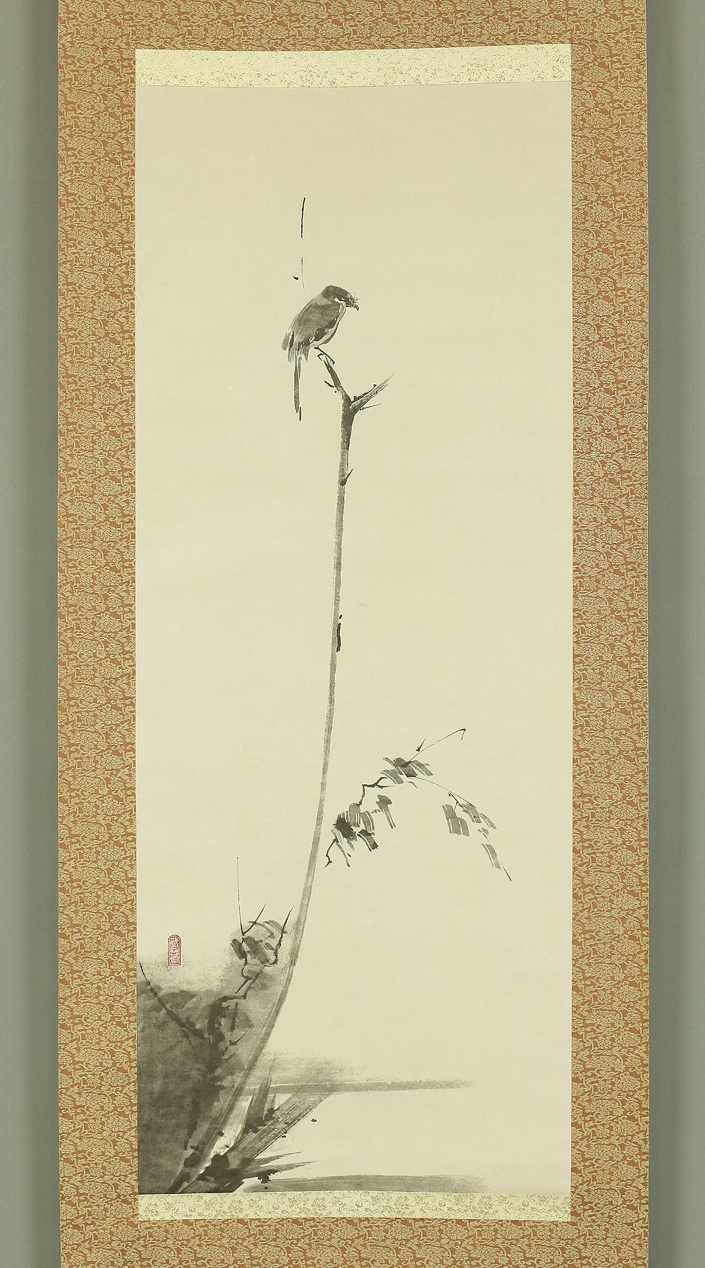 Reproduction Print 宮本武蔵 Miyamoto Musashi Japanese art kakejiku kakemono wall hanging scroll / Shrike on the bare tree with Original Box A421