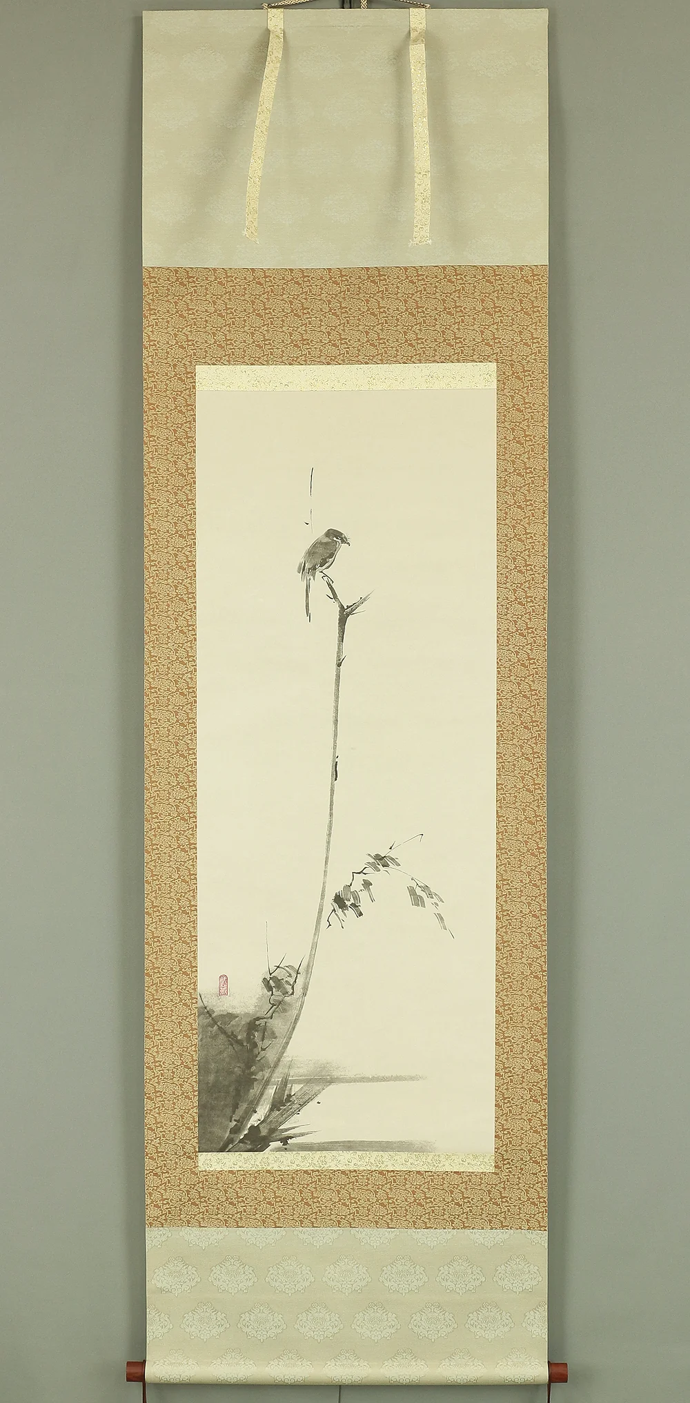 Reproduction Print 宮本武蔵 Miyamoto Musashi Japanese art kakejiku kakemono wall hanging scroll / Shrike on the bare tree with Original Box A421 - Image 2
